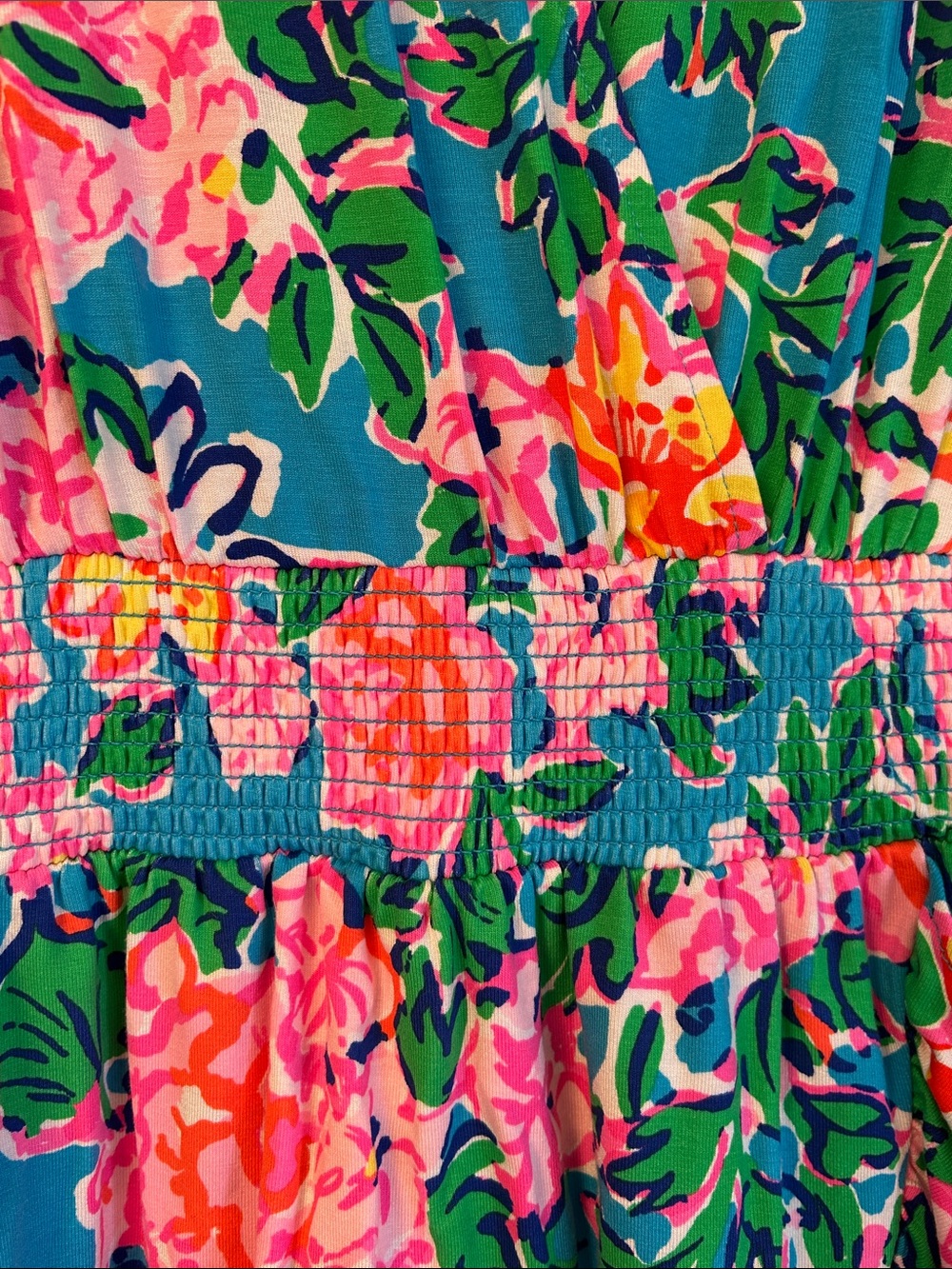 Lilly Pulitzer Peggy Pink Rose and Teal Floral Long Sleeve Romper Sz M - Picture 3 of 9